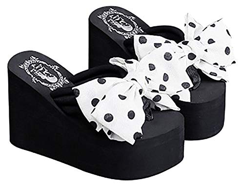 Image of QZUnique Women Flip Flop, Thong Wedge Platform Sandals Arch Support Slippers High Heel Comfortable Cushion Shoes Summer Beach