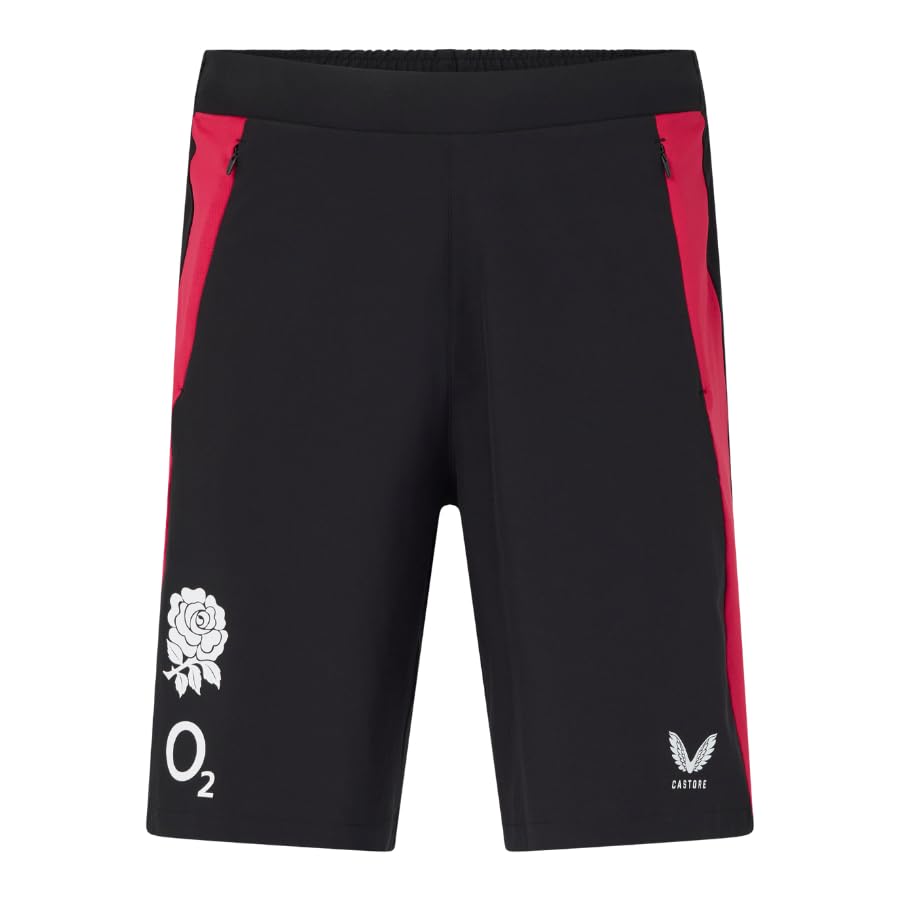 Short premium England Rugby Castore dote de finitions soignees noir rouge XXL
