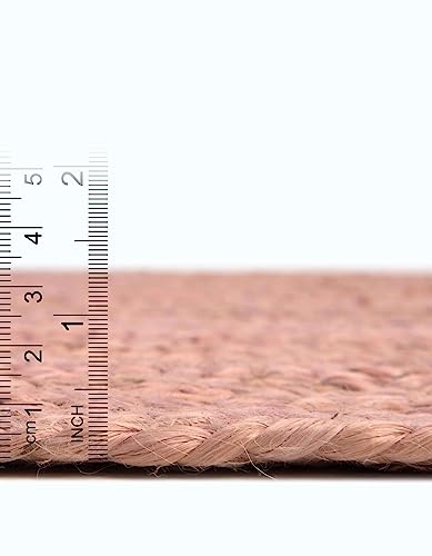 Image of Unique Loom Braided Jute Collection Area Rug - Dhaka (7' 10 inch x 10' Oval, Light Pink)
