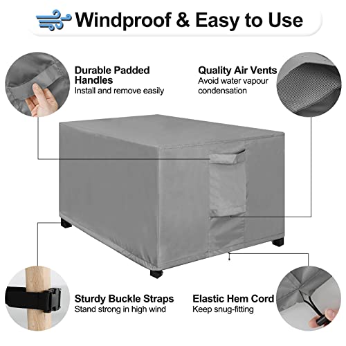 Outdoorlines Outdoor Waterproof Patio Ottoman Covers - Rectangle Uv-Proof Patio Side Table Cover Windproof Heavy-Duty Furniture Covering Protector 48L X 25W X 18H Inch, Gray #TOP4