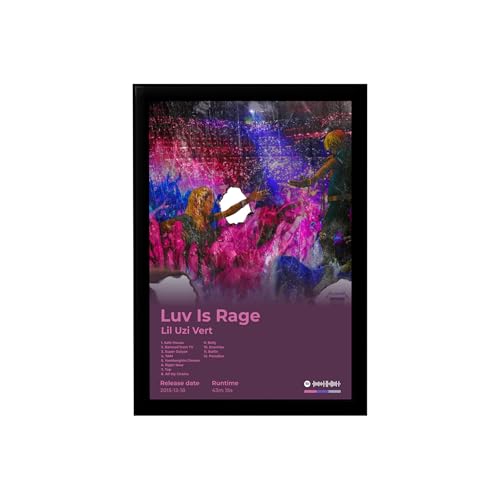 Image of BLINKART lil uzi vert- Luv Is Rage Wall Photo Frames | Wall Art for Bedroom, Living Room, Studio or Office | Album Cover Print with Spotify Song Link QR Code | Gift for Fans - 8x12 In
