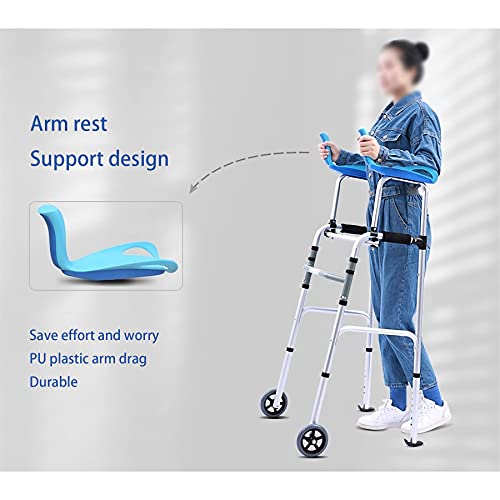 Upright Walker Rollator Stand Up Double Folding Rollator Walker Height Adjustable Rolling Mobility Walking Aid Stand Up Folding Heavy Duty for Seniors and Adults Elderly Handicap