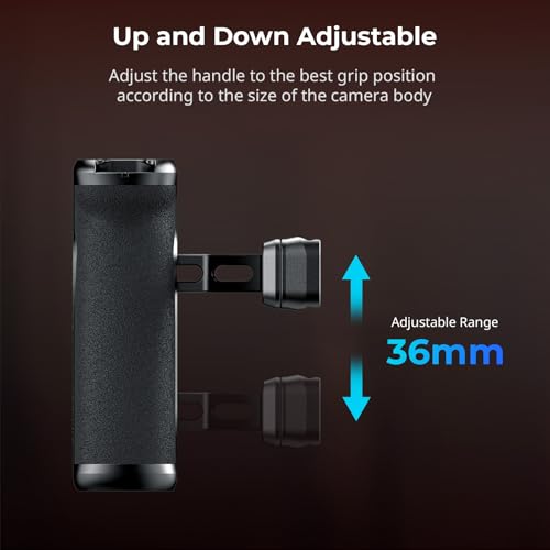 Image of SMALLRIG NATO Side Handle with NATO Rail, H21 HawkLock Quick Release, for Left or Right Hand, 36mm /1.4in Up and Down Adjustable, Ergonomic Handgrip with Built-in Cold Shoe, 1 /4 inch-20 Threaded Holes