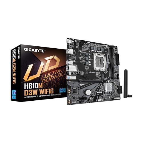 Image of GIGABYTE H610M D3W WIFI6 Intel LGA 1700 Micro ATX Motherboard, Supports 14th /13th /12th Gen Intel Processors, 5+1+1 Power Phase, DDR5, 1x M.2, PCIe 4.0 x16, USB 3.2 Gen 1, WIFI6, GbE LAN, WiFi EZ-Plug