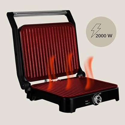 ZEEGMA GRILL CHEF BASE 2-in-1 Elektro-Kontaktgrill und Toaster für Paninis, Toast, Steaks, Gemüse, Leistung 2000 W, Antihaftbeschichtung, Temperatur- und Neigungswinkelverstellung – Bild 3