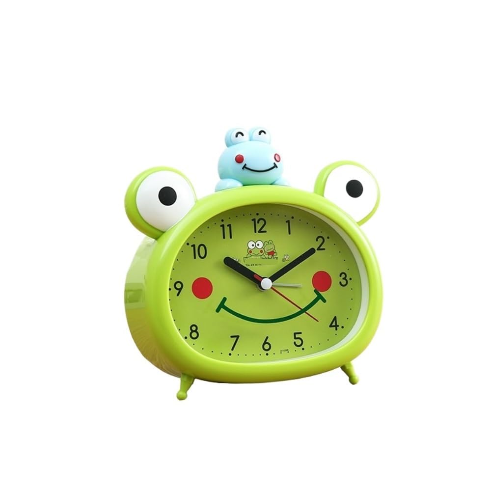NIUHUAHUI Alarm Clock, Cartoon frog boy alarm clock cute female students with bedside desk mute bedroom(Blue)