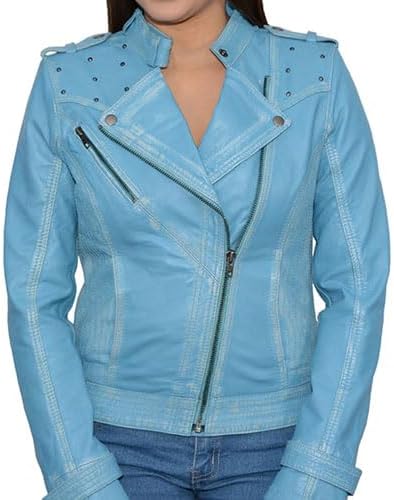 Milwaukee Leather Women's Maiden Aqua Premium Sheepskin Motorcycle Fashion Leather Jacket with Studs SFL2840 - X-Small - Image 2