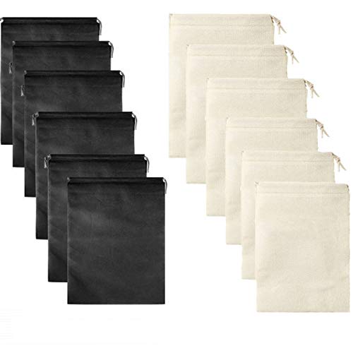 不織布 巾着袋 靴袋 12枚セット シューズサック 収納袋 防塵袋 ジムサック ナップサック 靴入れ シューズバック スポーツバック 小物入れ 旅行 出張 軽量 再利用可能 40*30CM