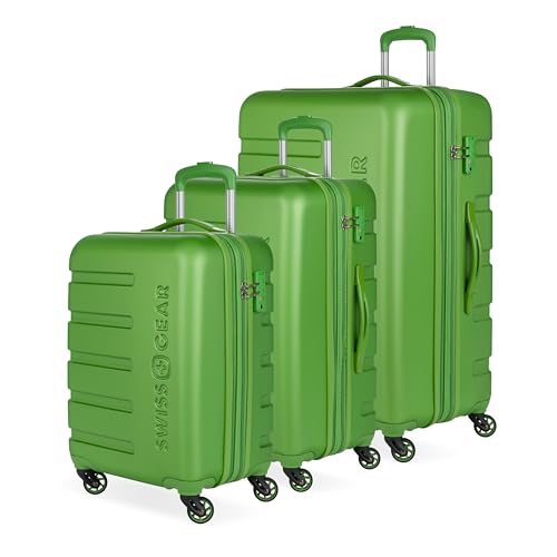 Image of SwissGear 7366 Signature Hardside Expandable Luggage with Spinner Wheels, TSA Lock, Cup-Holder, Green, 3-Piece Set (19 /23 /27)