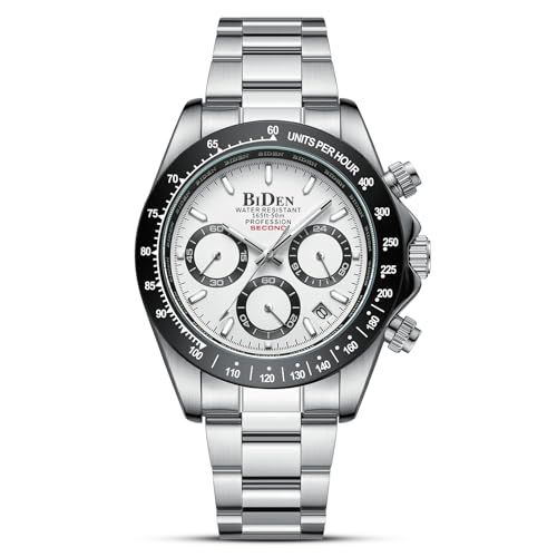 HANPOSH Mens Watches Chronograph Stainless Steel Analog Quartz Watch Waterproof Men's Wrist Watches Business Casual Fashion Watch for Men