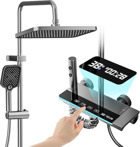 Shower Faucet Sets Complete Thermostatic Shower System Piano-Key Digital Shower