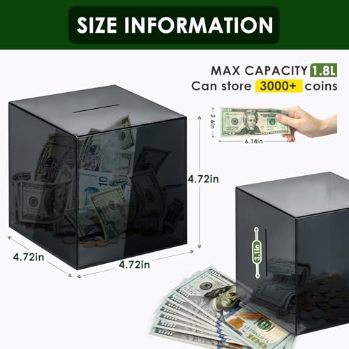 image for Piggy Bank for Adults Must Break to Open, Vcertcpl Acrylic Clear Piggy