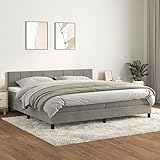  Homgoday Lit à sommier tapissier avec matelas - Lit double - Cadre de lit double - Cadre de lit pour adolescent - Lit d\'appoint - Pour chambre à coucher - Gris clair - 200 x 200 cm - Velours