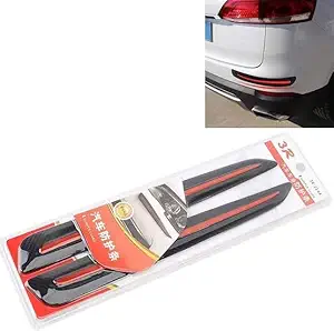 Sashik Anti-Collision Car Corner Bumper Protector Rubber Strips Bumper Guard with Red Strip and Black Carbon Fiber Design Universal for All Cars - Set of 2 3R