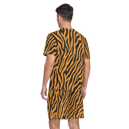 Tiger Print Men’s Pajama Sets 2 Piece Short Sleeve Sleepwear with Printed Design2