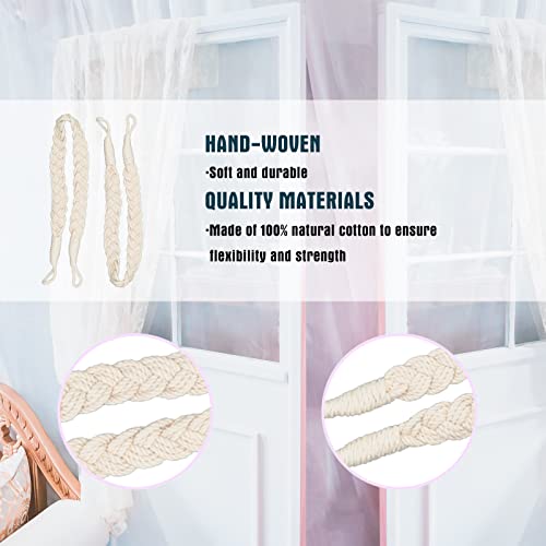 4 Pieces Curtain Tie-Backs Natural Cotton Curtain Tie Rope Vintage Style for Living Room, Bedroom, Bathroom, Balcony - Image 3