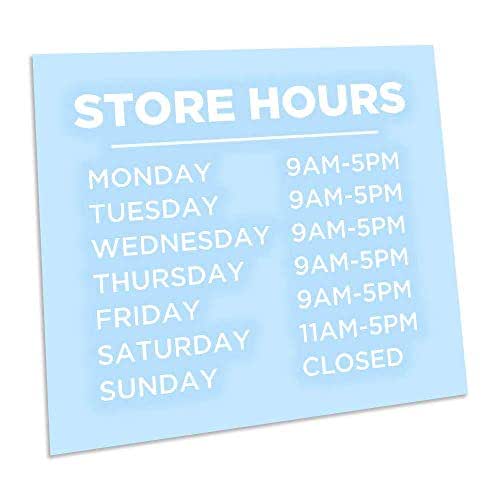 Store Hours Vinyl Decal Custom Store Hours Decal Store