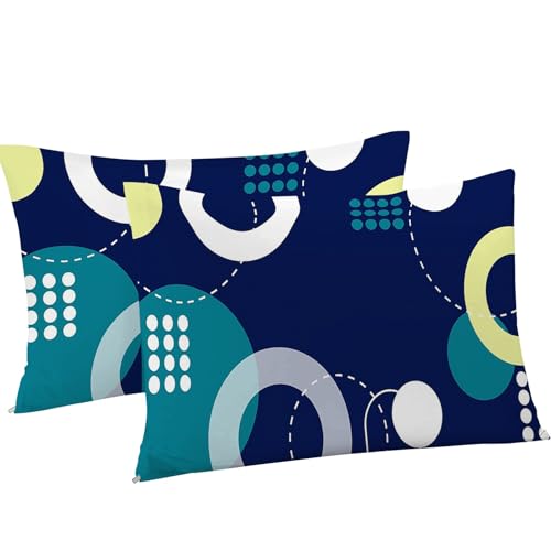 Housse de couette 200x200 formes géométriques bleu ensemble literie 3 pièces microfobre