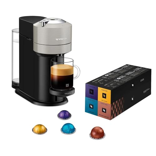 Nespresso Krups Machine à Café Vertuo Next Gris Claire+52 capsules offertes, Capsules café Vertuo seulement, Technologie Centrifusion, 5 Tailles de Tasses, Design...