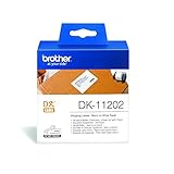 Rollo de 300 etiquetas Brother DK11202 - Etiquetas precortadas para envíos (papel térmico), 300 etiquetas blancas de 62 x 100 mm, Para impresoras de etiquetas QL