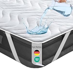 Komfortec Wasserdichter Matratzenschoner 200x200cm | Anti-Milben, Atmungsaktiv, Kein Knistern | Oeko-TEX Zertifiziert | Matratzen Inkontinenzauflage für Boxspringbetten
