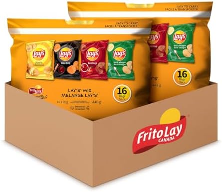 Frito-Lay Variety Pack (Lay's Classic, Ketchup, Bar-B-Q, Salt & Vinegar), Pack of 2, (32 bags x 28g), Chips Snack Box