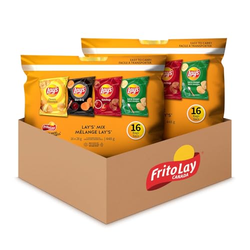 PepsiCo - Frito-Lay Variety Pack (Lay's Classic, Ketchup, Bar-B-Q, Salt & Vinegar), Pack of 2, (32 bags x 28g), Chips Snack Box