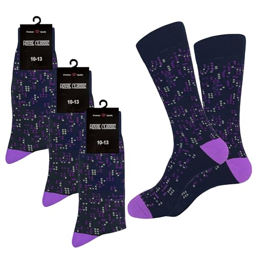 PURPLE Dress Socks Cotton Blend 3 Pairs Formal & Casual Novelty Socks 10-13