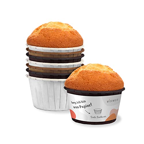 wiseware Moldes de papel para magdalenas, 1500 unidades, 4 cm de diámetro, biodegradables, blanco/marrón/marrón oscuro, para magdalenas, cupcakes, cumpleaños y fiestas Cover