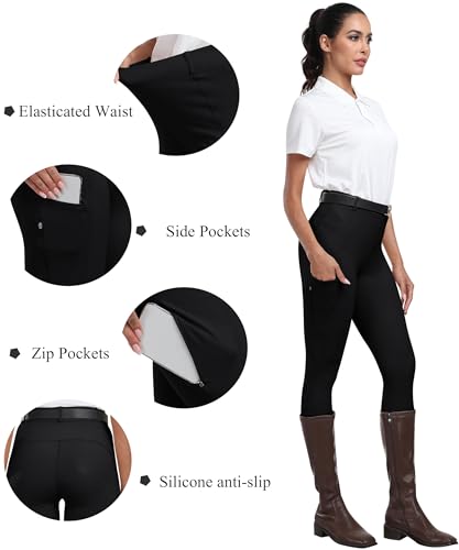 Miniatura 5 de Mofiz Pantalones Hipica Mujer Pantalones Ecuestres Silicon Full Seat Mallas Equitacion Pantalones Para Verano Negro Xxl