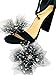 Detachable White Polka Dot Tulle and Rhinestone Shoe Clips Black Set of 2