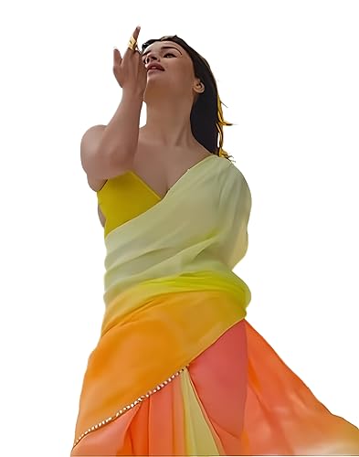 TIDEL CREST Georgette Saree with Unstitched Blouse Piece