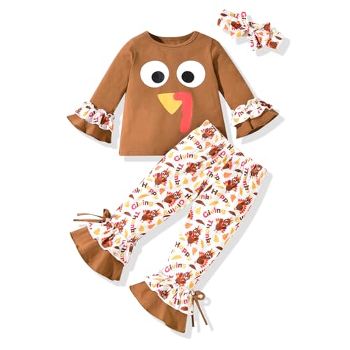 HINTINA Toddler Baby Girls Halloween Thanksgiving Outfits Bell Bo...