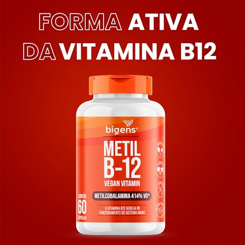 Metil B-12 Vegan Vitamin Metilcobalamina 414% VD, Bigens, 60 cápsulas (Unidade)