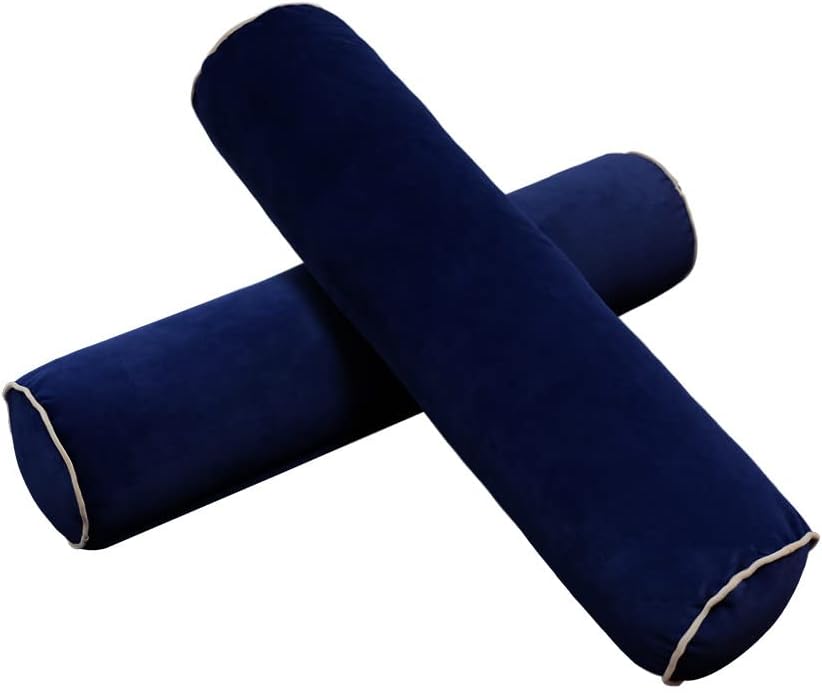 Prolinemax Style V1 Twin-XL Size Velvet Contrast Pipe Indoor Daybed Bolster Pillow Cushion Mattress Fitted Sheet |Cover ONLY| AD373