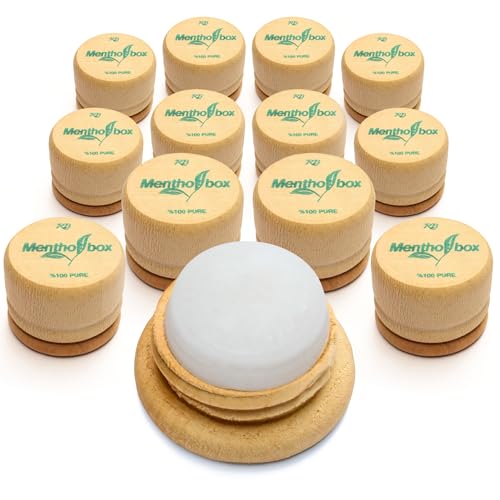 Mentholbox Menthol Stone, Migraine Stone, Refreshing and Cooling Menthol Macaron, for Brushing Forehead and Neck, Menthol Spa Massage, Pure Crystal Menthol, 0.22 oz (12 Pack)