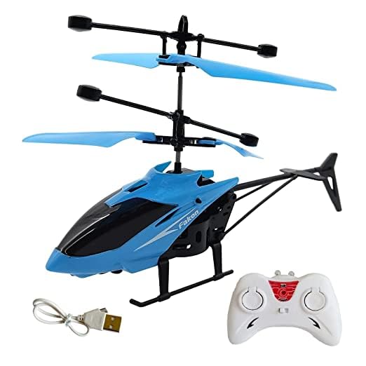 RC Helicopter With Hand Gravity Sensor, Flying Remote Control Toy, 3D Light & Safety Sensor for Kids Age 4+ Years (Blue)