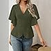 Womens Dressy Tops Casual Ruffle Short Sleeve Henley V Neck Blouses with Buttons Fashion Summer Work Vacation Shirts Army Green