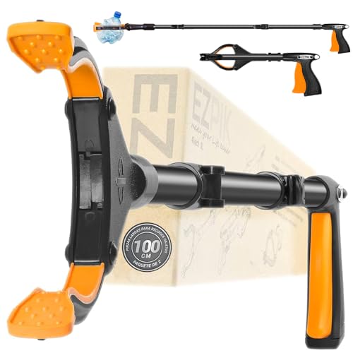 EZPIK® Pinza Recoge Objetos de 100 cm - Mano Extensible con Imán Telescópico - Regalos para Ancianos, Personas Mayores y Minusválidos - para Basura y Fruta [Negro, 1 Unidad]