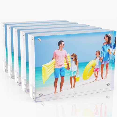 4x6 Inches Acrylic Picture Frames 5 Pack, Double Sided Magnetic P...