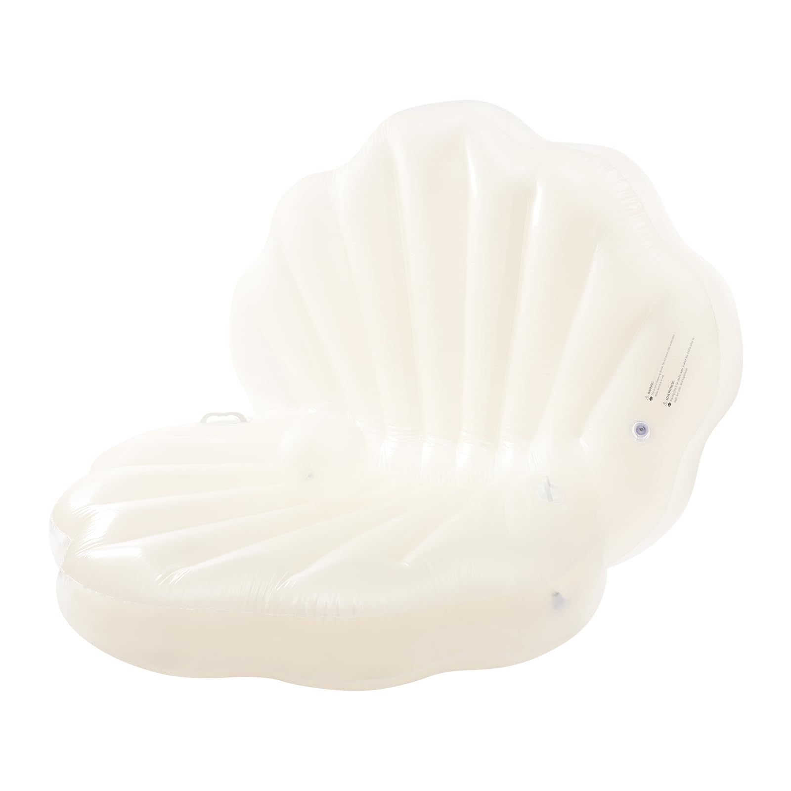 Galleggiante gonfiabile a forma di conchiglia, 120 x 120 x 120 cm, portata 100 kg, con palla di perle e maniglie, in PVC, per piscina, spiaggia, feste, extra spesso, bianco
