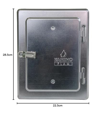 Kamino-Flam Kamintür verzinkt - Ofentür aus hochwertigem Stahl - Kaminschutztür mit Hebelverschluss - Revisionsklappe Kamin - Schornsteintür mit Hitzeschutz - Sicherheitstür 22,5 x 28,5 cm