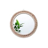15 Inch Boho Wall Hanging Mounted Mirror,Rattan Mirror,Round Mirrors Wall Decor for Porch，Farmhouse