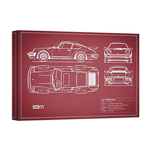 Porsche 911-Turbo 1977 tableau déco salon sur toile et châssis bois 70x50