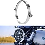 HUVNEXA Aluminiowe pierścienie reflektorów motocyklowych 5,75 7 cali, dla większości modeli rowerów Pierścień ozdobny reflektora(Silver headlight 1circle)