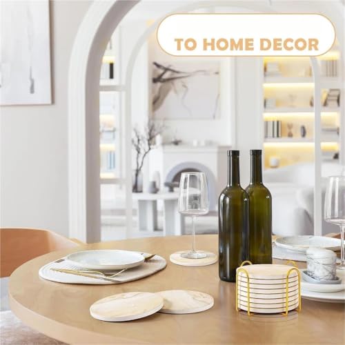 Sous-verres céramique marbre x6 avec support pour table basse - 4