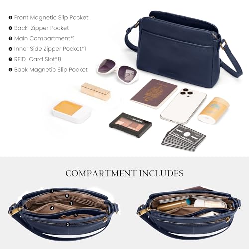Image of befen Anti-theft Crossbody Bag for Women Genuine Leather, Small Cross Body Shoulder Handbags with RFID Card Slots