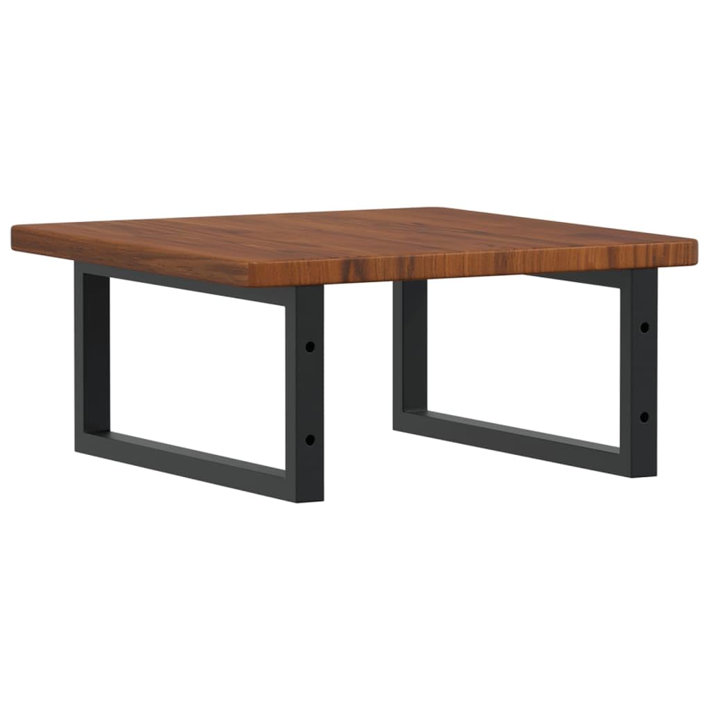 Piano per lavabo, 50 x 50 cm, in rovere massiccio, con supporto in acciaio, colore nero, design moderno, robusto e durevole, salvaspazio, per bagno, ospiti, WC, cucina