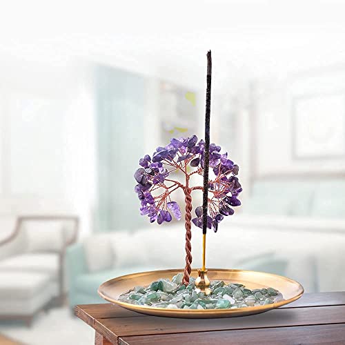 Incense Holder For Sticks, Healing Crystal Stone Money Tree Incense Burner, Ash Catcher For Yoga, Meditation And Home Decor (Purple) #TOP5