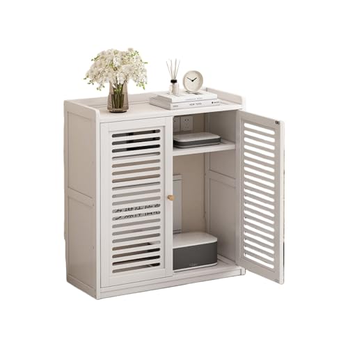 MORLUルーター収納キャビネット、ドア付き、WiFiケーブル隠しラック、リビングルーム収納ラック、ディスプレイキャビネット、整理、多機能収納、調節可能な棚、リビングルーム、寝室、オフィスに最適 (ホワイト,小きい)